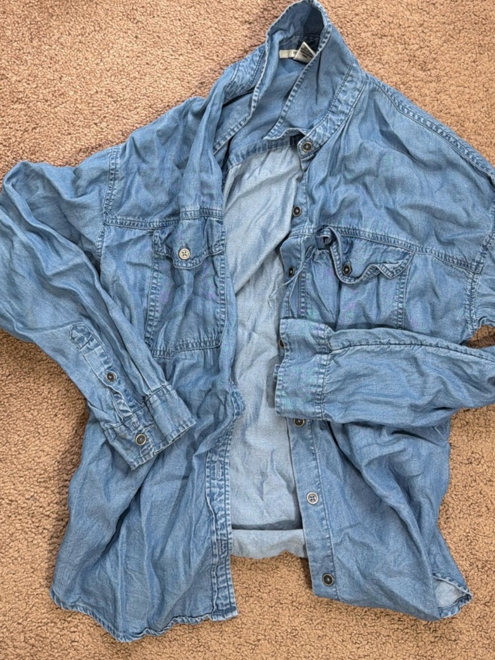 Forever 21 Light Blue Denim Button-Down Shirt
